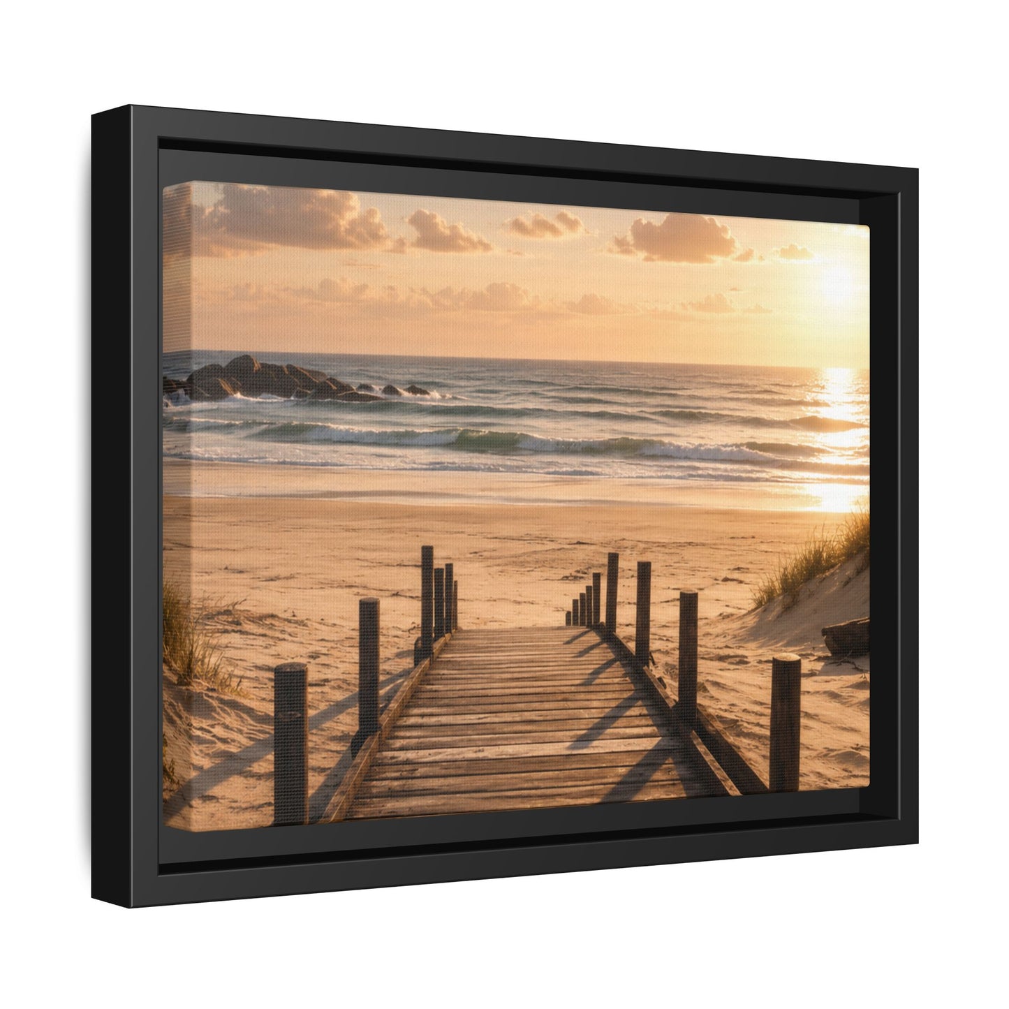 Customizable Beach Scripture Canvas — Personalized Family Beach Scene (Matte Framed)