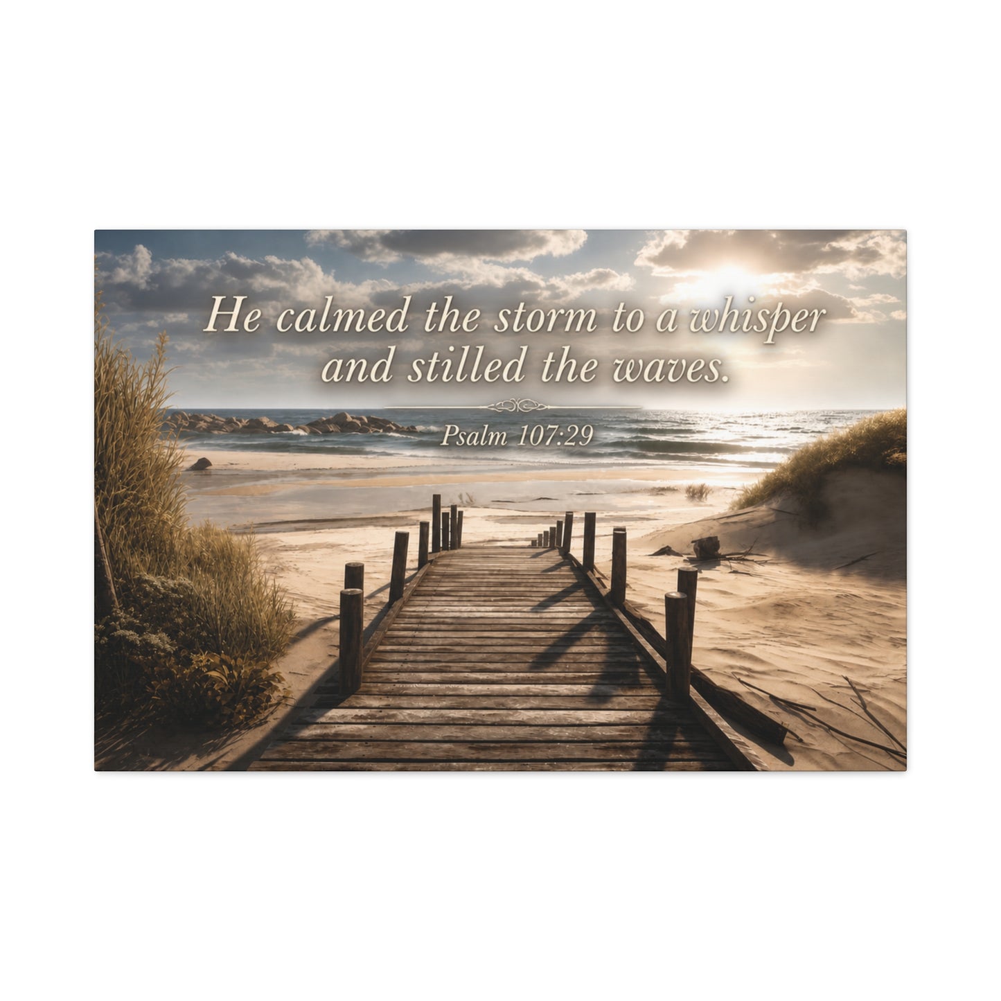 Personalized Beach Scripture Matte Canvas - Stretched Wall Art